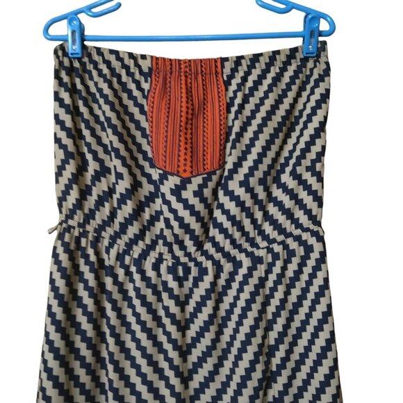 THML Women's Large Sleeveless Strapless Chevron Print Maxi Dress With Slit Boho - Picture 2 of 6